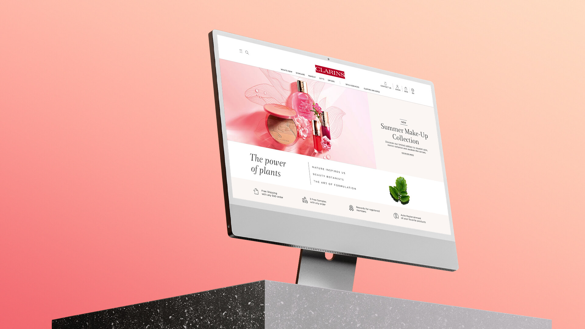 Ecran de la homepage Clarins