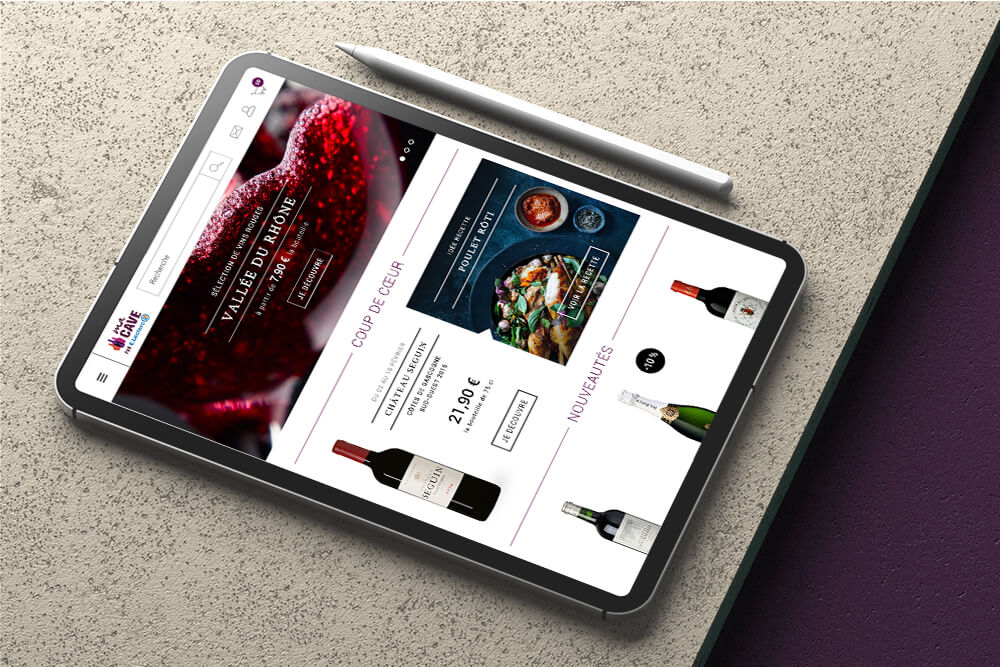 Ecran tablette du site Ma Cave
